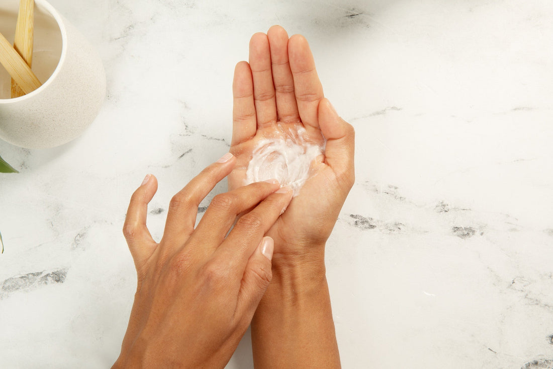 Close up of conditioner being activated in hand